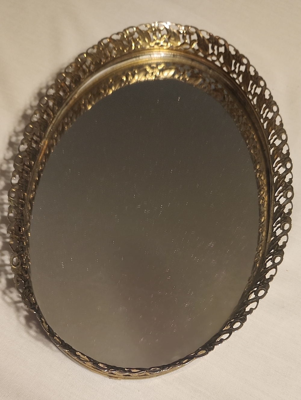 Hollywood Vintage Mirrored Vanity Tray - Small Filagree Gold-Toned